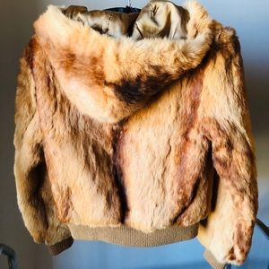 Vintage Rabbit Fur Bomber Coat